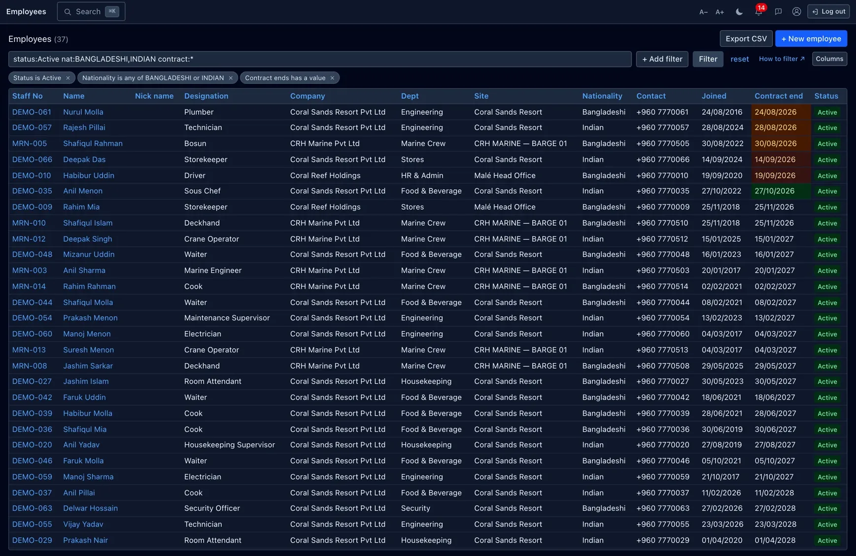 Filtering by a column — build a precise query without leaving the list.