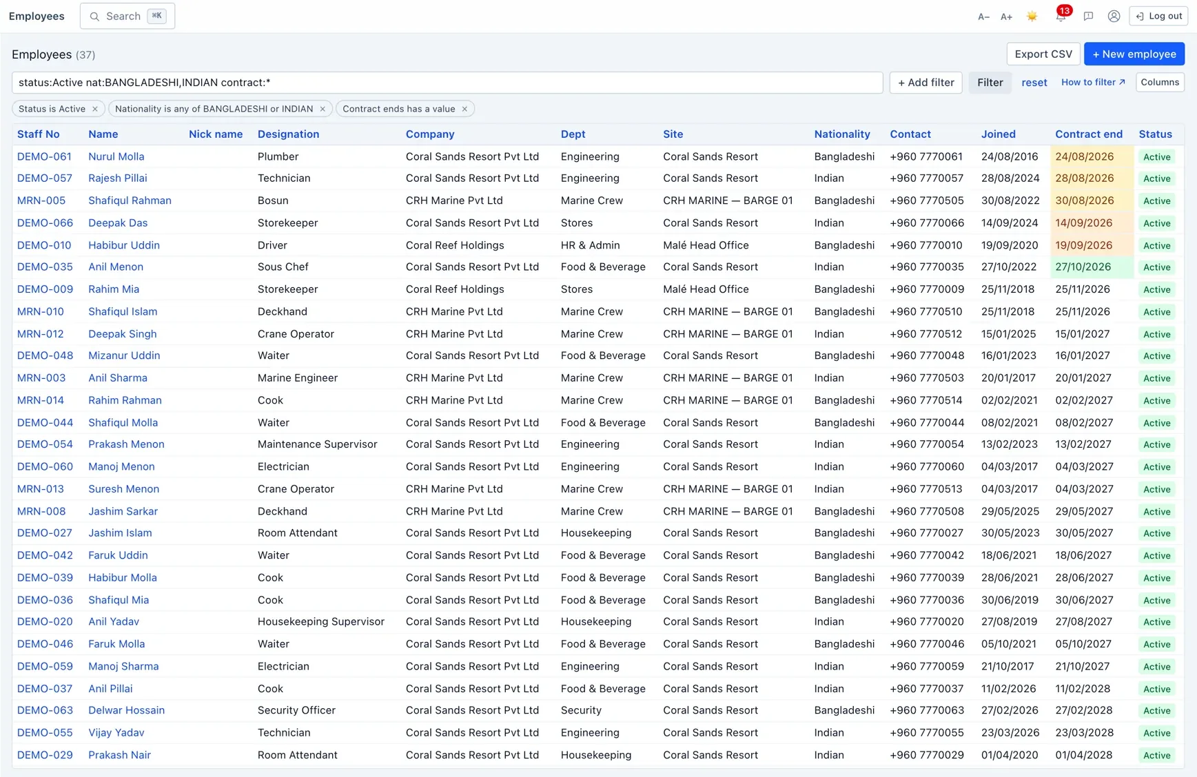 Filtering by a column — build a precise query without leaving the list.